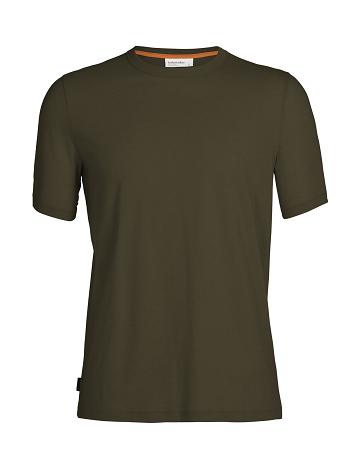 Men's Icebreaker Tencel Cotton Short Sleeve T Shirts Loden | CA 1751UZGT